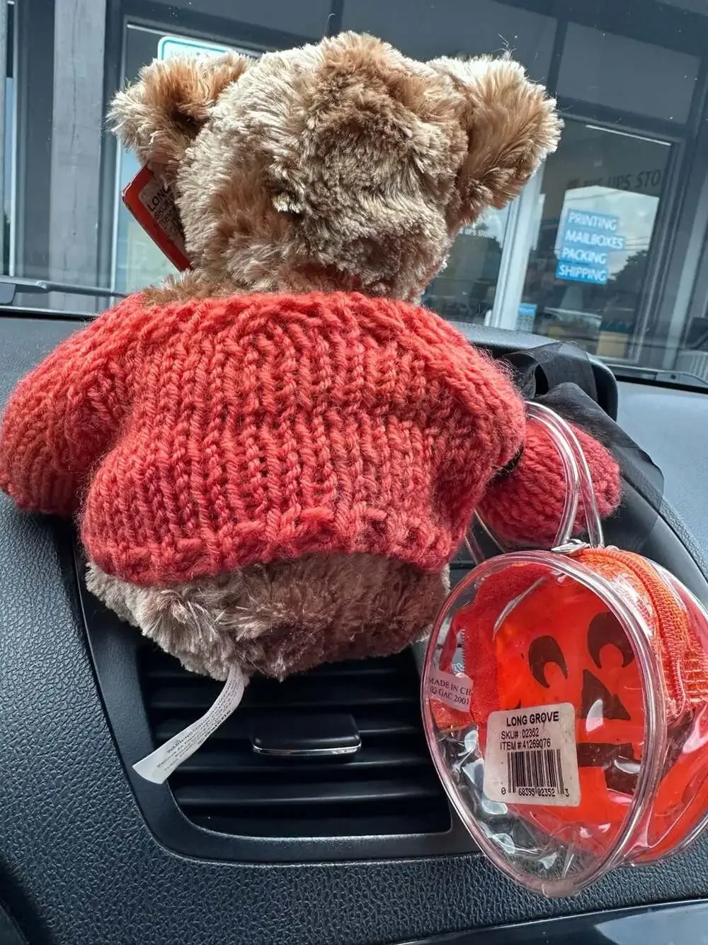 Galerie 11 Inch Halloween Bear in Red Sweater with Pumpkin Bag
